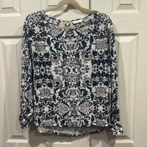 Lucky Brand Blue and White Floral Blouse